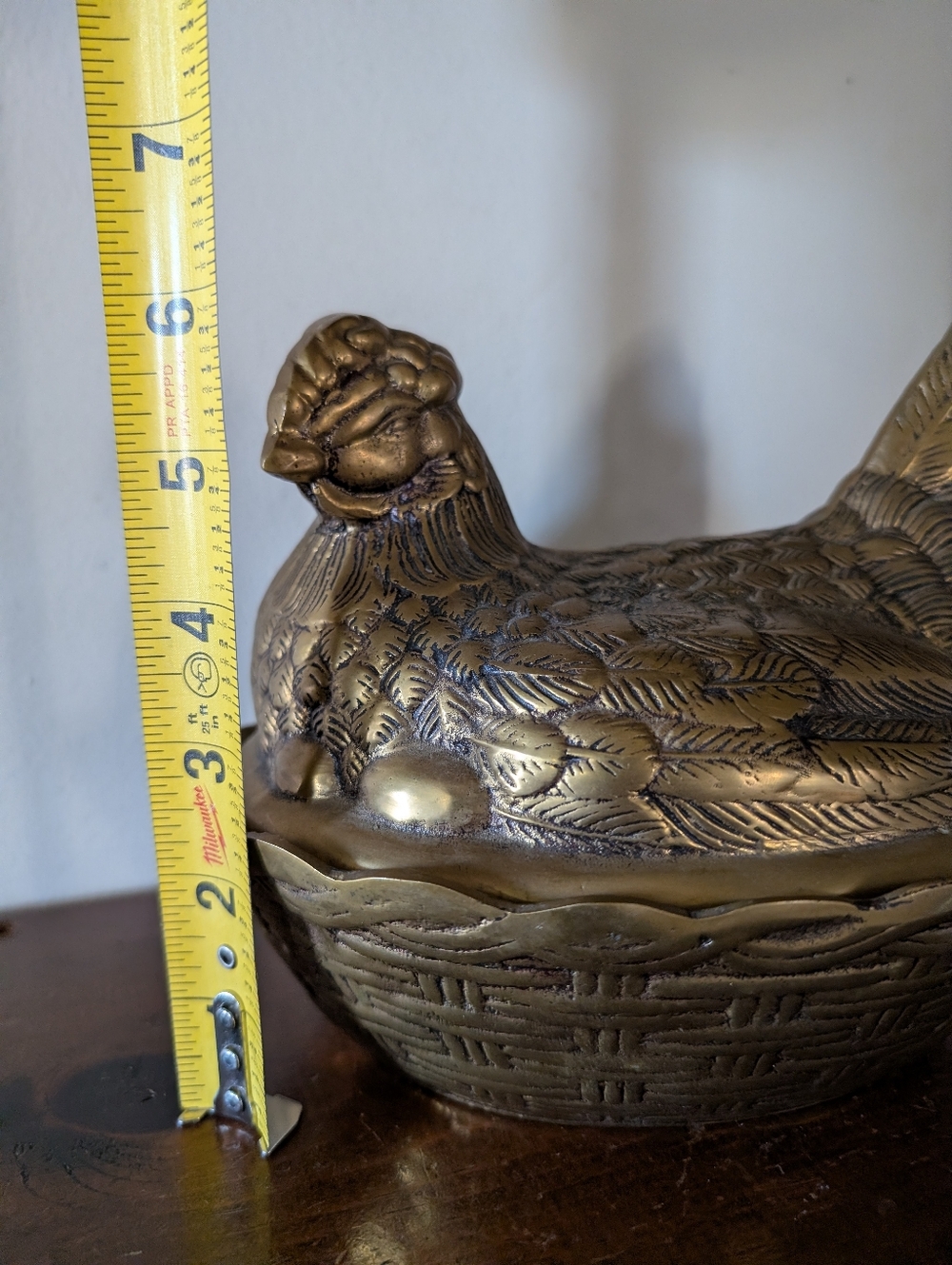 Rare Vintage Brass Hen on Nest Lidded Candy Dish - Mid Century One Of A Kind MCM - Picture 14 of 16